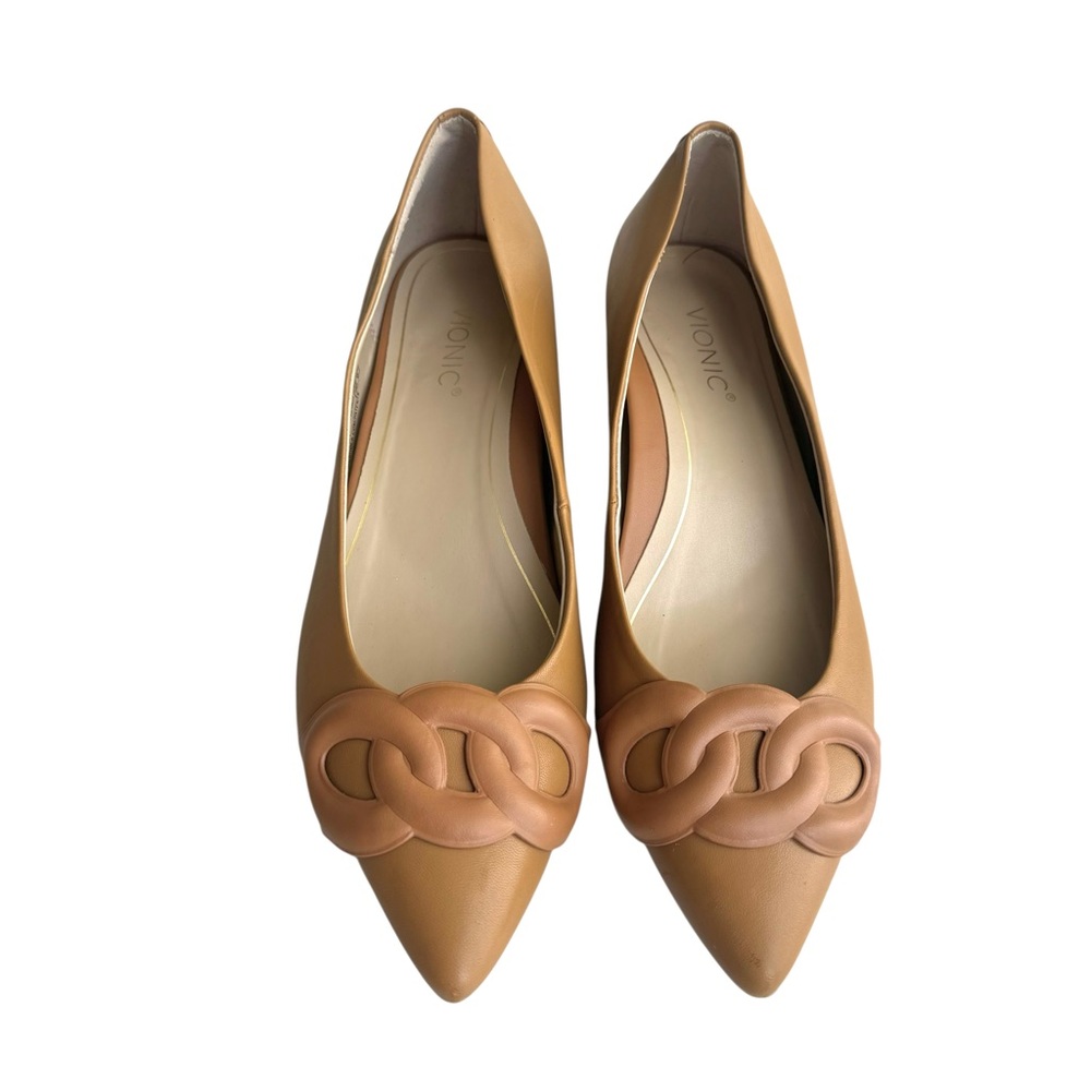 Vionic Arielle Flats Beige Leather Loafers